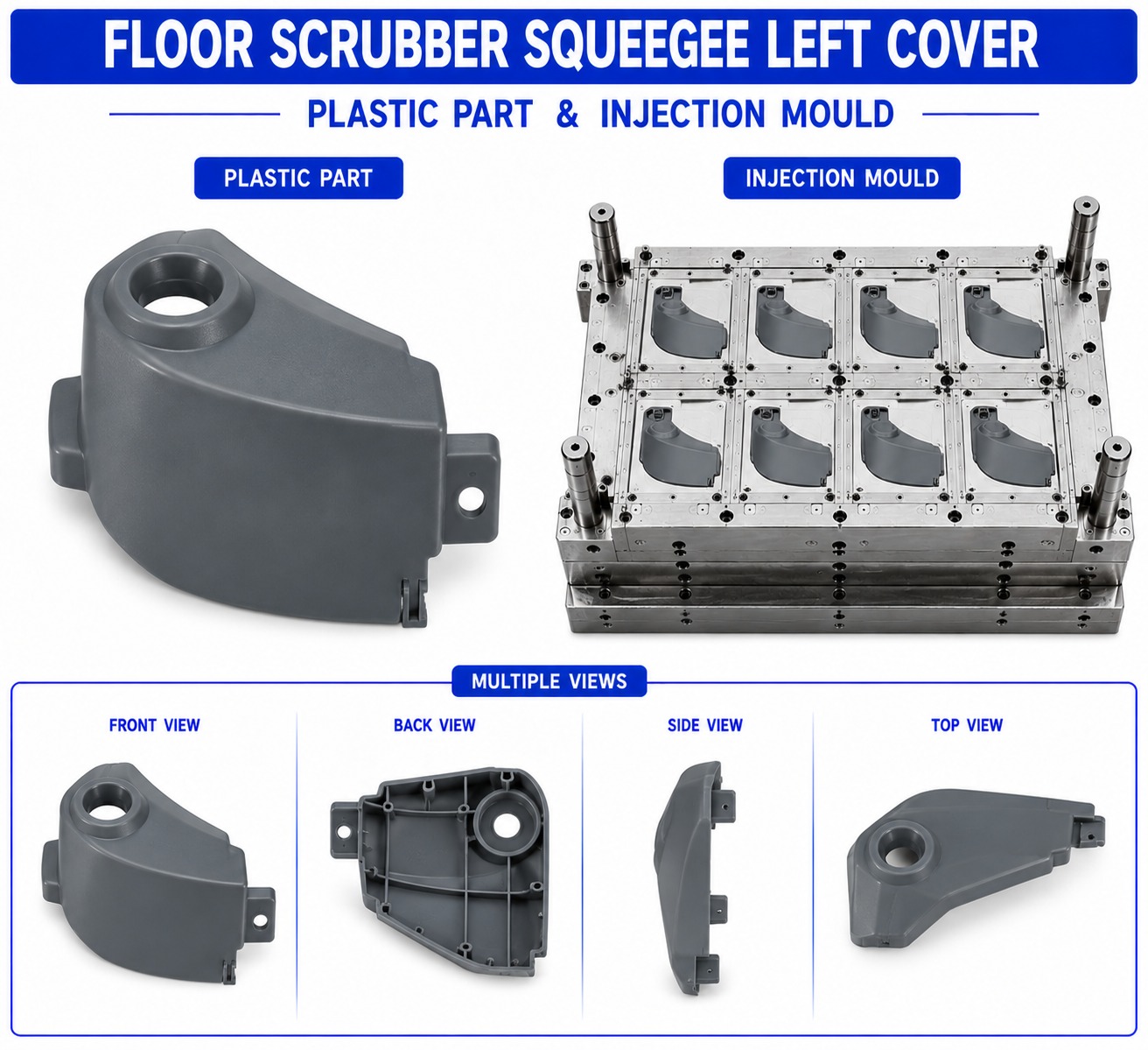 Floor Scrubber Plastic Squeegee Left Cover Mould and Moulding Service